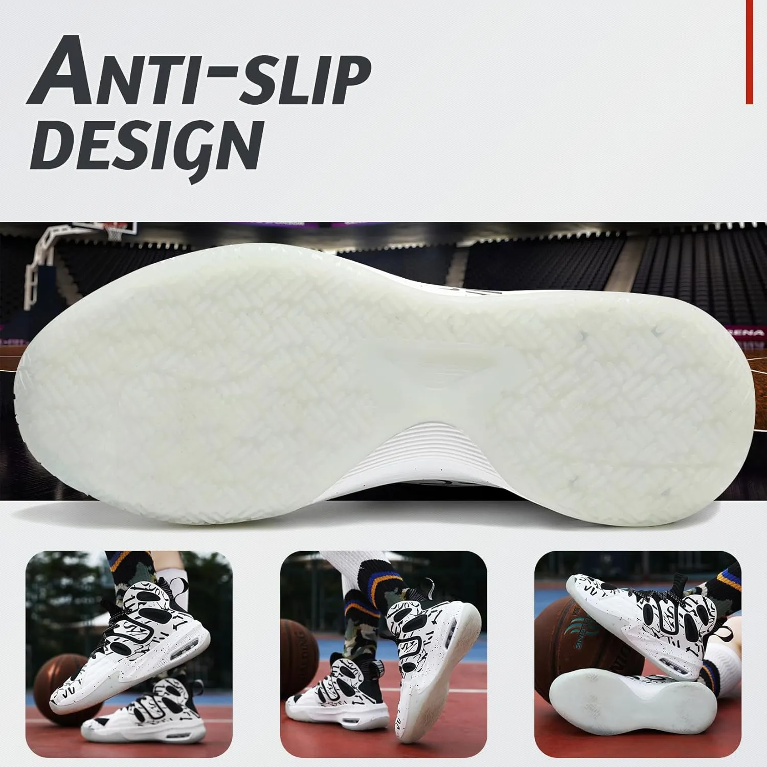 ASHION Men's Basketball Shoes Fashion Breathable Non Slip Sneakers Mens Arch Support Running Sport Shoes