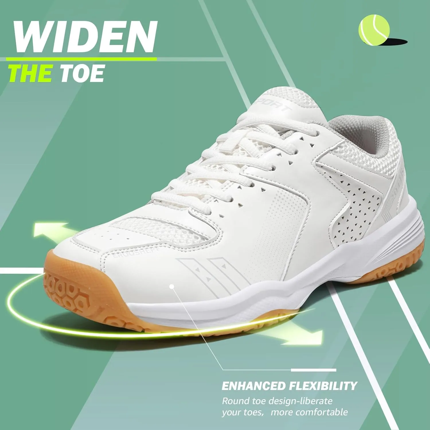 ASHION Pickleball Shoes for Men Tennis Shoes Sneakers for All Court Racquetball Athletic Shoes for Racquet Sport | Arch Support