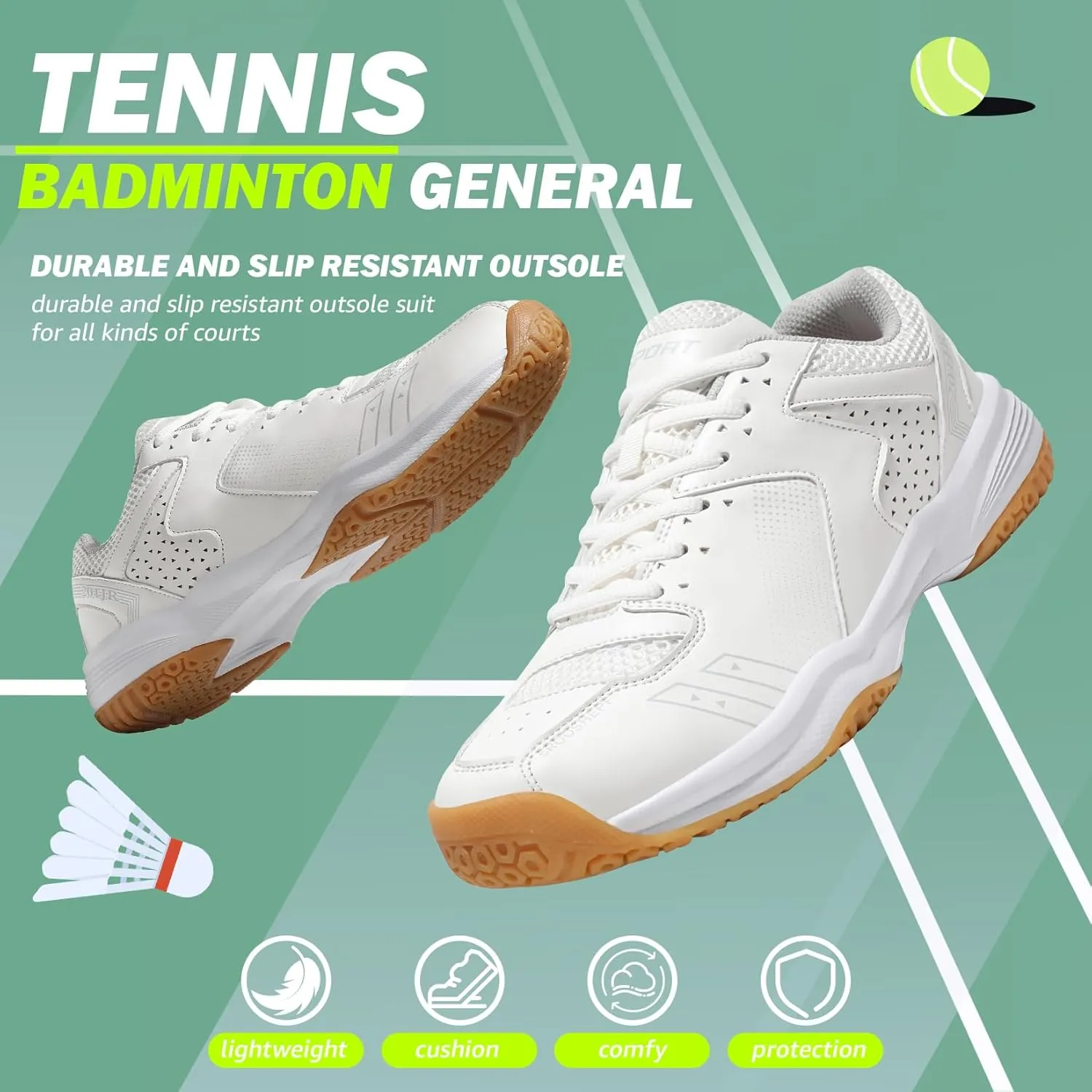 ASHION Pickleball Shoes for Men Tennis Shoes Sneakers for All Court Racquetball Athletic Shoes for Racquet Sport | Arch Support