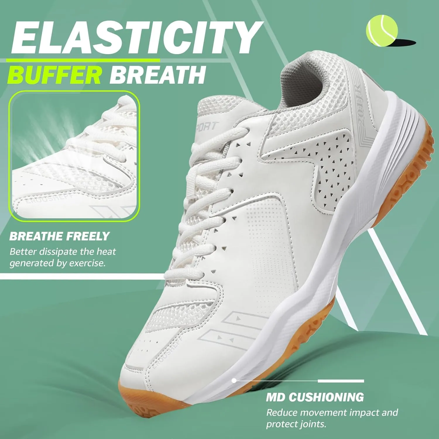 ASHION Pickleball Shoes for Men Tennis Shoes Sneakers for All Court Racquetball Athletic Shoes for Racquet Sport | Arch Support