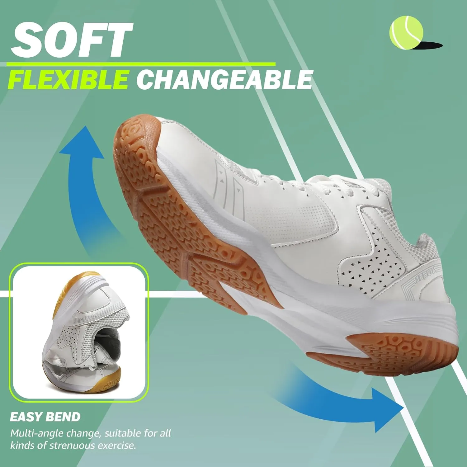 ASHION Pickleball Shoes for Men Tennis Shoes Sneakers for All Court Racquetball Athletic Shoes for Racquet Sport | Arch Support