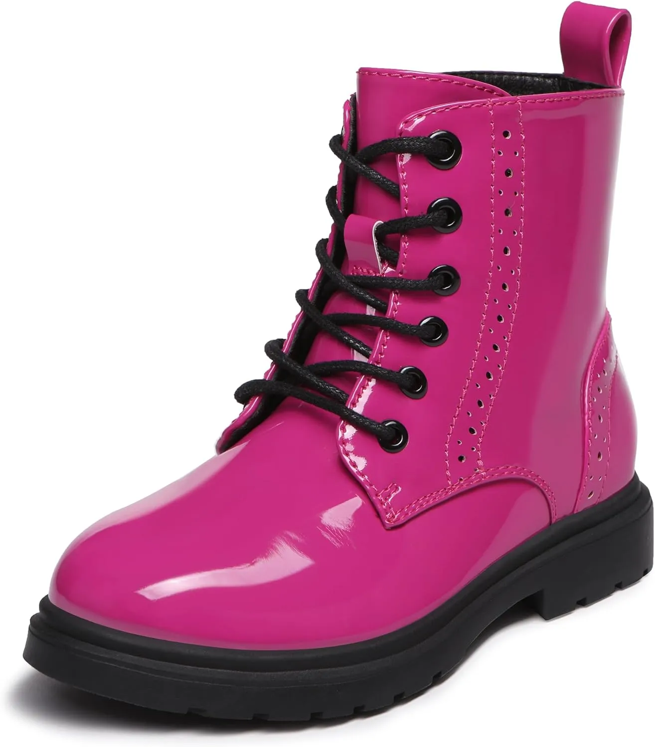 Athlefit Boys Girls Waterproof Combat Boots Lace Up Side Zipper Ankle Booties for Toddler/Little Kid/Big Kid