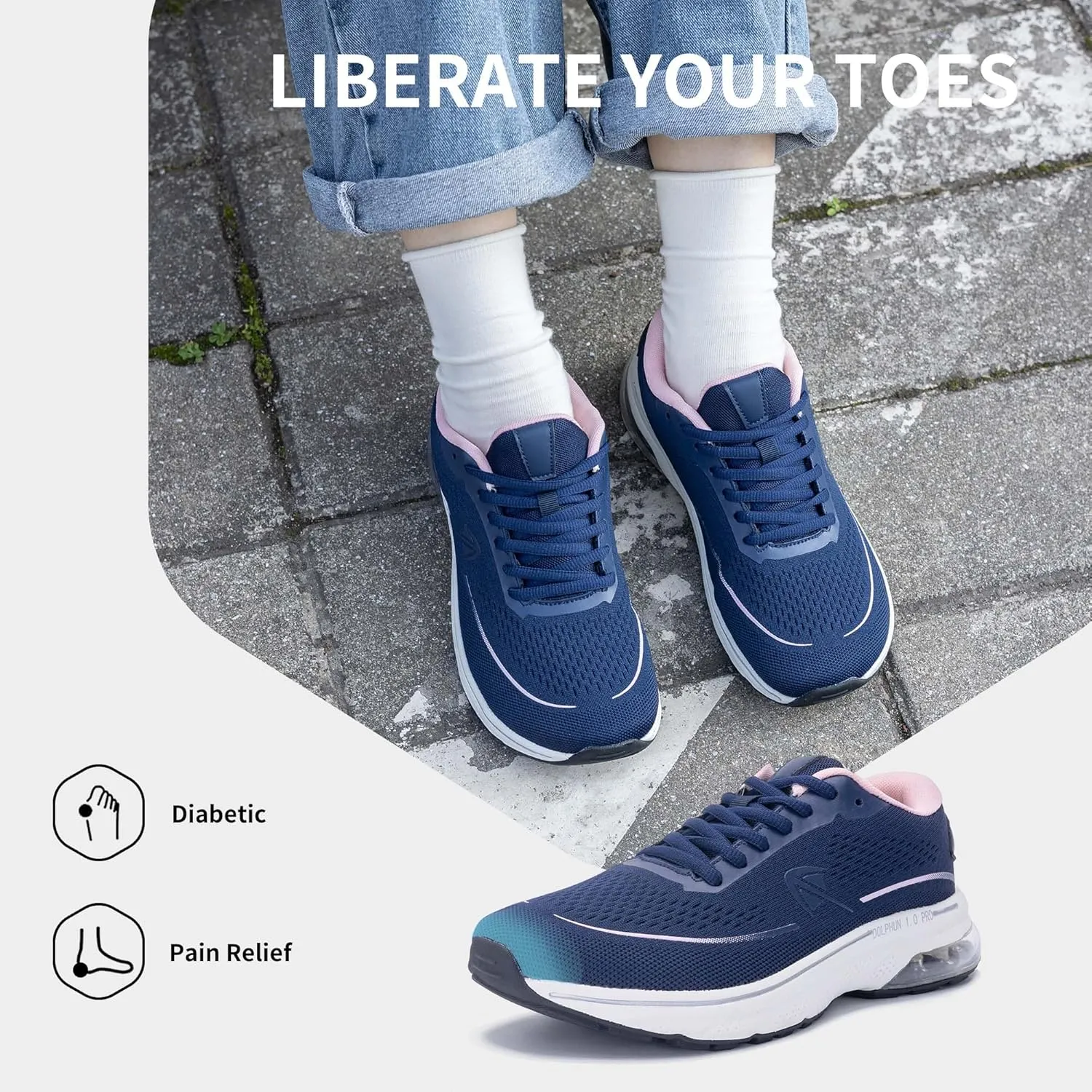 Autper Women's Running Shoes Wide Toe Box Sneakers Women Air Comfortable Arch Support Walking Tennis Athletic Shoes for Jogging Workout Gym Sports US6-11