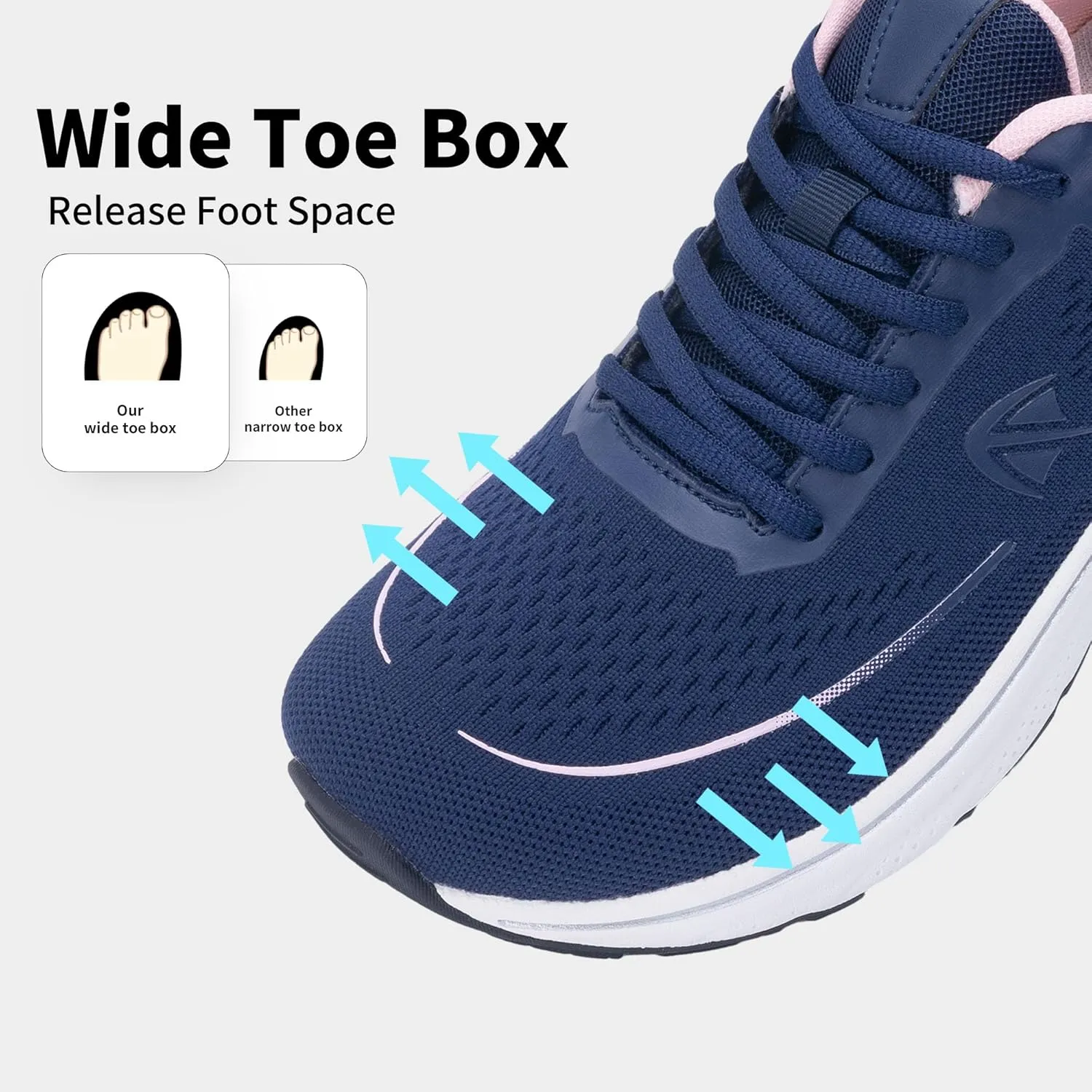 Autper Women's Running Shoes Wide Toe Box Sneakers Women Air Comfortable Arch Support Walking Tennis Athletic Shoes for Jogging Workout Gym Sports US6-11