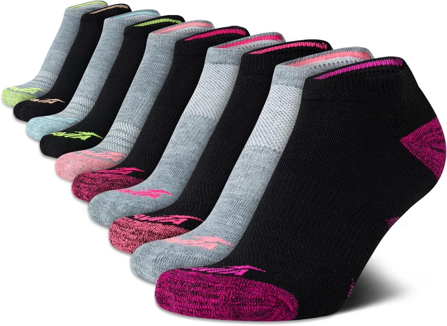 Avia Girls' Socks - 10 Pack Athletic Low Cut No Show Cushioned Liners