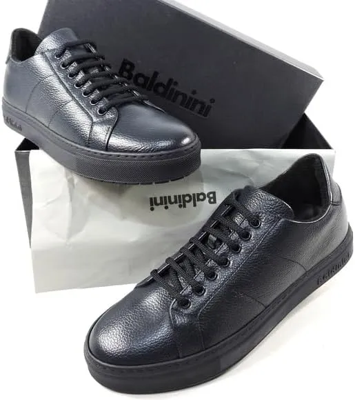 Baldinini Men's Navy Blue Deer Leather Comfort Winter Sneakers