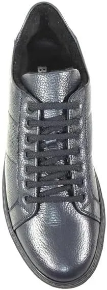 Baldinini Men's Navy Blue Deer Leather Comfort Winter Sneakers