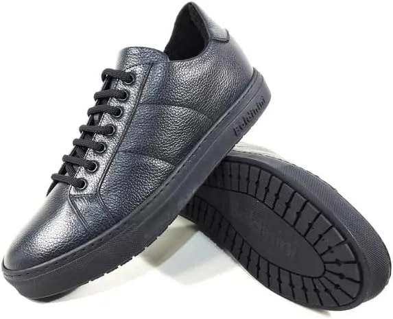 Baldinini Men's Navy Blue Deer Leather Comfort Winter Sneakers