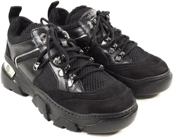 Baldinini Women's Black Leather Fashion Winter Sneakers