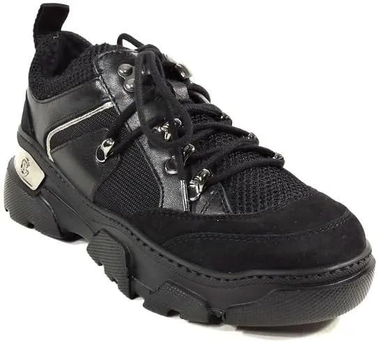Baldinini Women's Black Leather Fashion Winter Sneakers