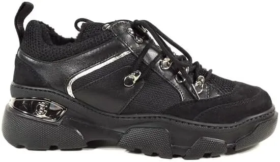 Baldinini Women's Black Leather Fashion Winter Sneakers