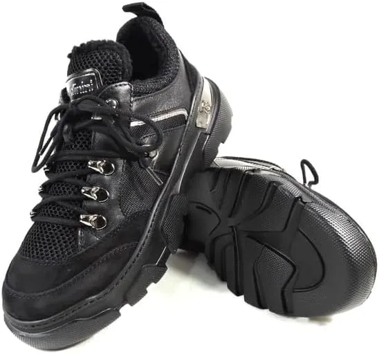 Baldinini Women's Black Leather Fashion Winter Sneakers