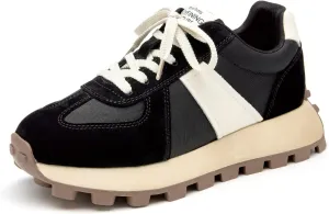 BEAU TODAY Fashion Sneakers for Women Genuine Leather Casual Tennis Shoes Retro Comfortable Non-Slip Wide Walking Shoes for Gym