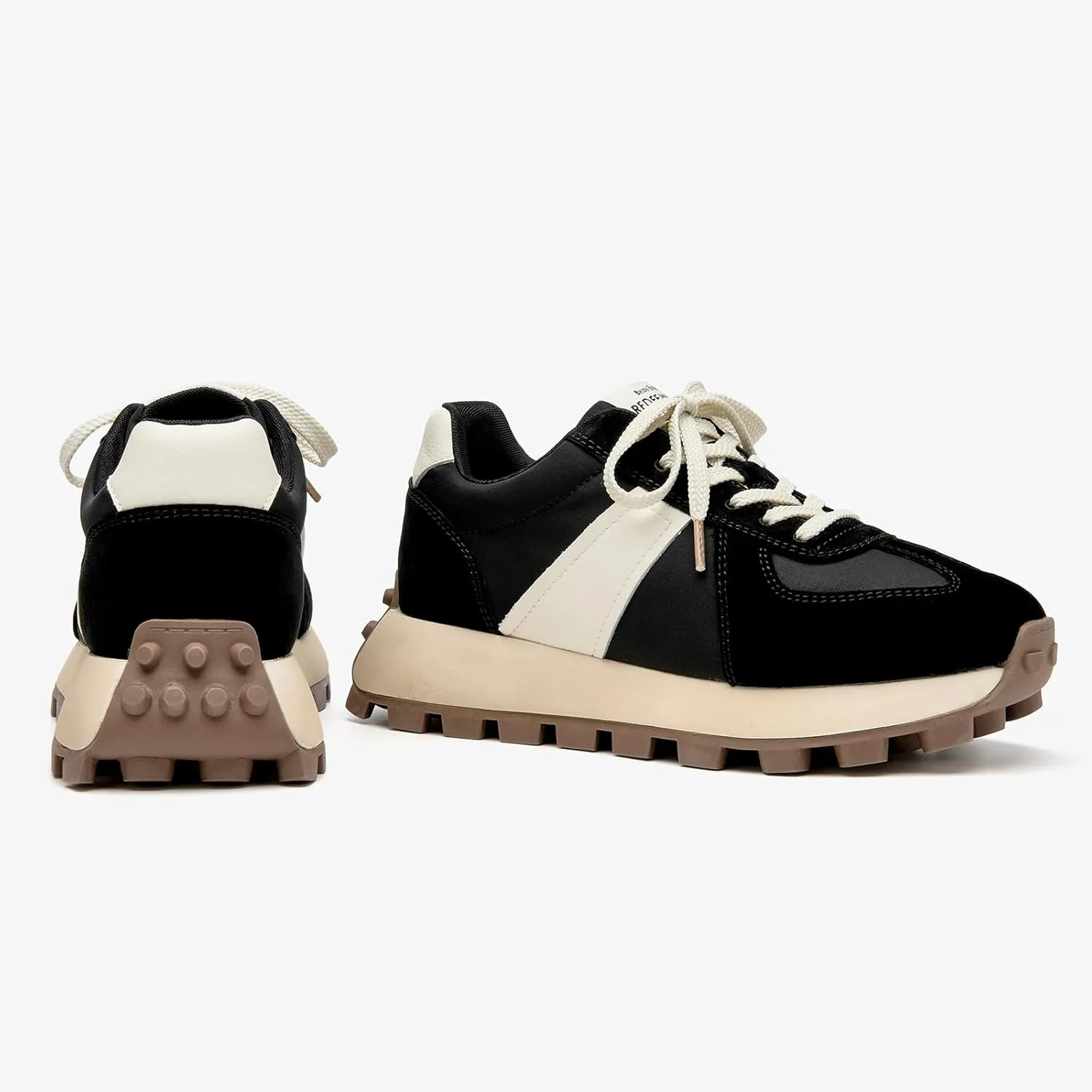 BEAU TODAY Fashion Sneakers for Women Genuine Leather Casual Tennis Shoes Retro Comfortable Non-Slip Wide Walking Shoes for Gym