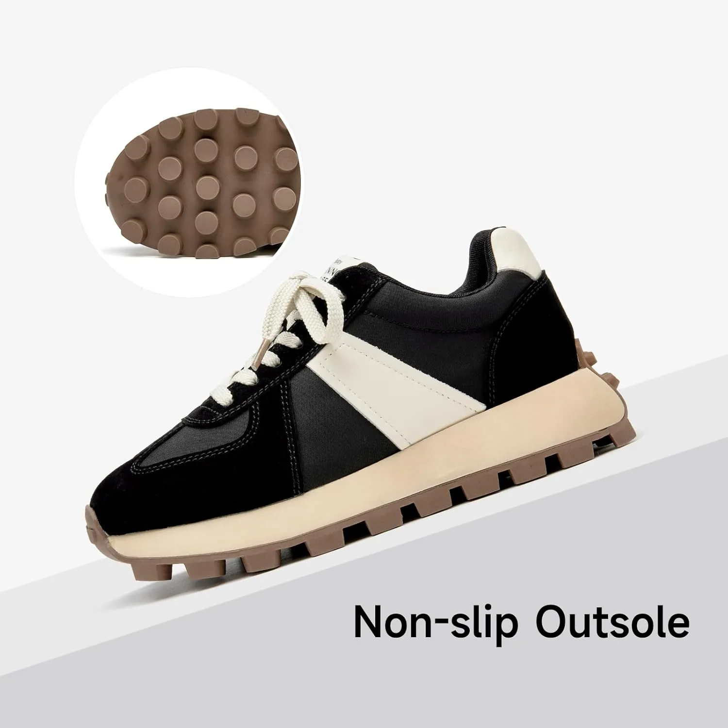 BEAU TODAY Fashion Sneakers for Women Genuine Leather Casual Tennis Shoes Retro Comfortable Non-Slip Wide Walking Shoes for Gym