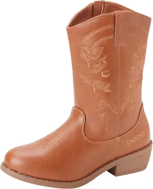 bebe Girls' Cowboy Boots - Classic Western Country Cowgirl Boots - Mid Calf Riding Shoes for Toddlers Little and Big Girls