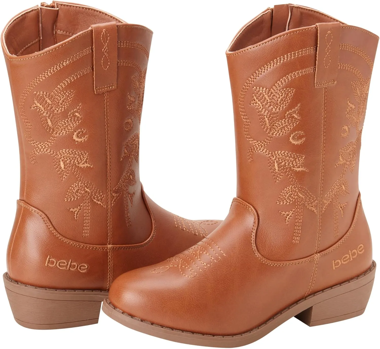 bebe Girls' Cowboy Boots - Classic Western Country Cowgirl Boots - Mid Calf Riding Shoes for Toddlers Little and Big Girls