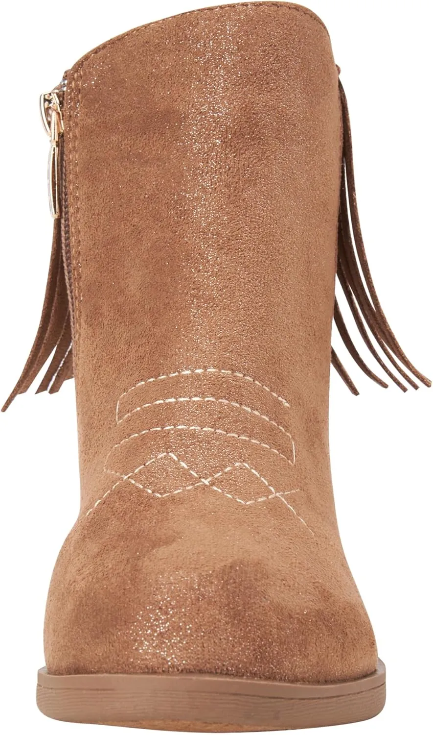 bebe Girls Cowboy Boots - Suede Ankle Booties with Fringe and Block Heels - Sparkly Shoes for Toddlers, Little and Big Girls