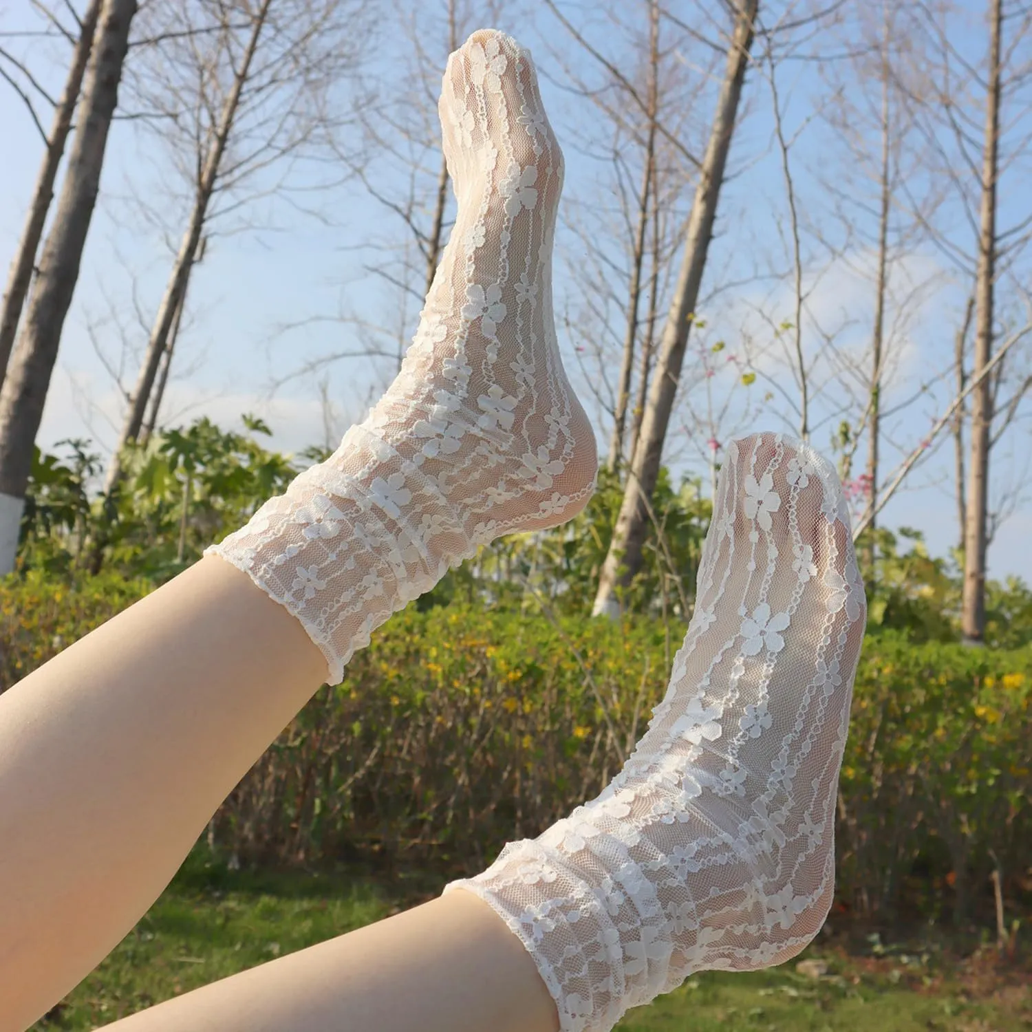 Benefeet Sox Lace Sheer Socks Women Fashion Girls Tulle Socks Novelty Slouch Mesh Socks Ankle Loose Clear Socks Gifts