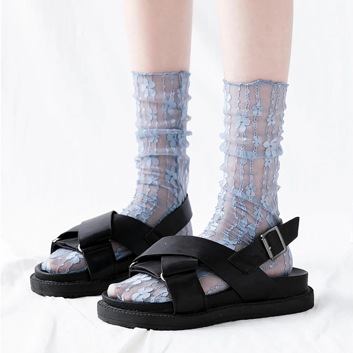 Benefeet Sox Lace Sheer Socks Women Fashion Girls Tulle Socks Novelty Slouch Mesh Socks Ankle Loose Clear Socks Gifts