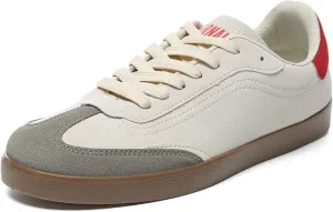 Bernal Men's Fashion Sneakers Low Top Walking Travel Shoes Daily Comfortable Casual Lace-up Tennis Sneakers Gymnastics Skate Shoes Court Sneakers (Grey Red 11)