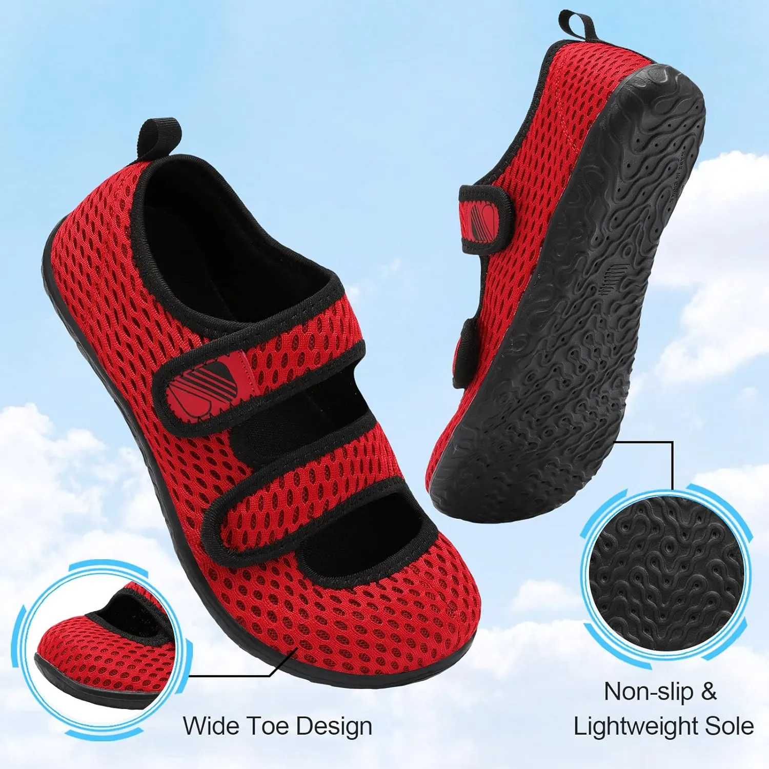 Besroad Womens Mens Lightweight Walking Shoes Adjustable Wide Diabetic Slippers Non-slip Sneakers Sandals