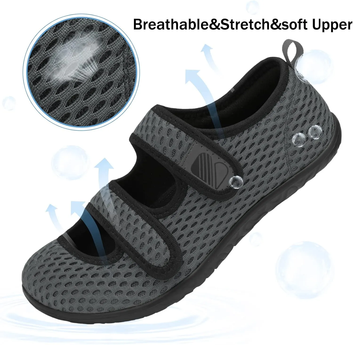 Besroad Womens Mens Lightweight Walking Shoes Adjustable Wide Diabetic Slippers Non-slip Sneakers Sandals