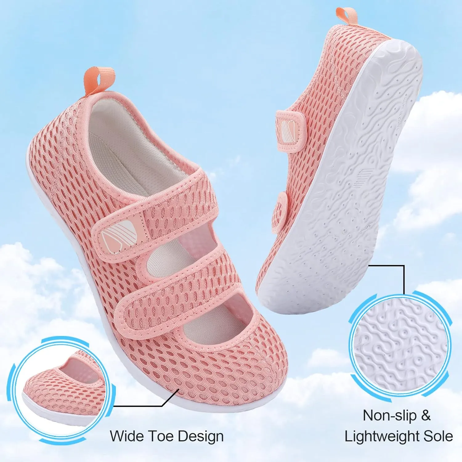 Besroad Womens Mens Lightweight Walking Shoes Adjustable Wide Diabetic Slippers Non-slip Sneakers Sandals