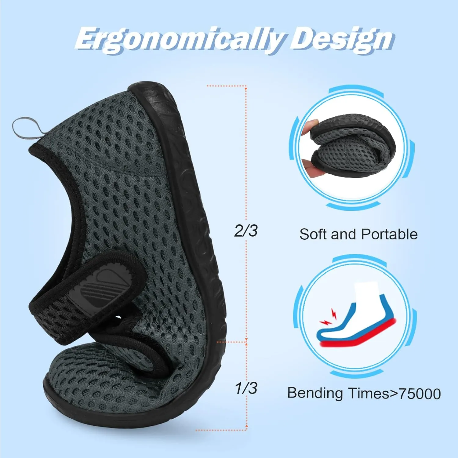 Besroad Womens Mens Lightweight Walking Shoes Adjustable Wide Diabetic Slippers Non-slip Sneakers Sandals