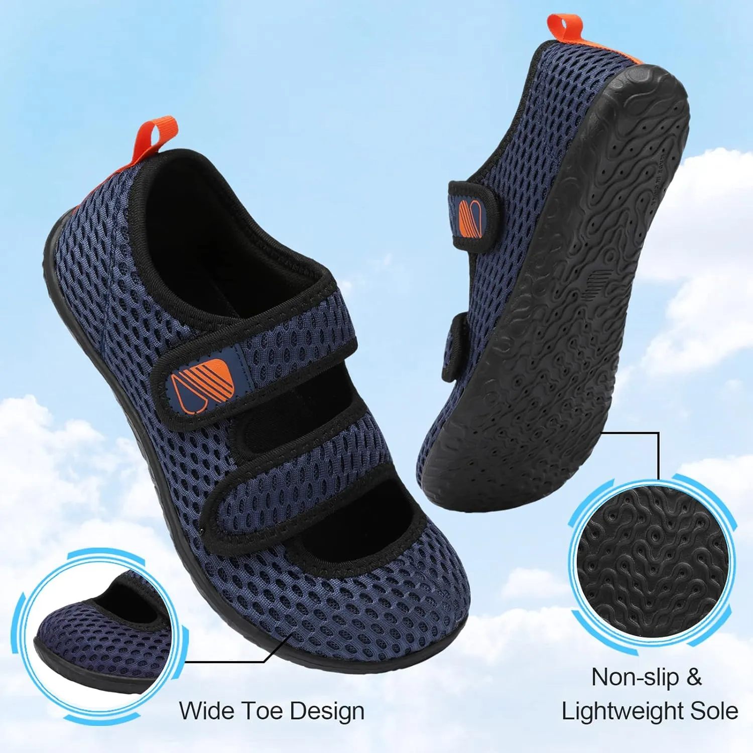 Besroad Womens Mens Lightweight Walking Shoes Adjustable Wide Diabetic Slippers Non-slip Sneakers Sandals