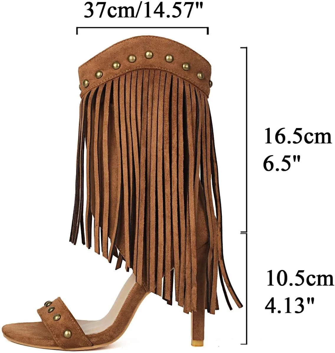 Betastella Womens Open Toe Stiletto High Heels Fringe Cowboy Sandals Vintage Studded Summer Ankle Cowgirl Boots Elegant Dress Shoes