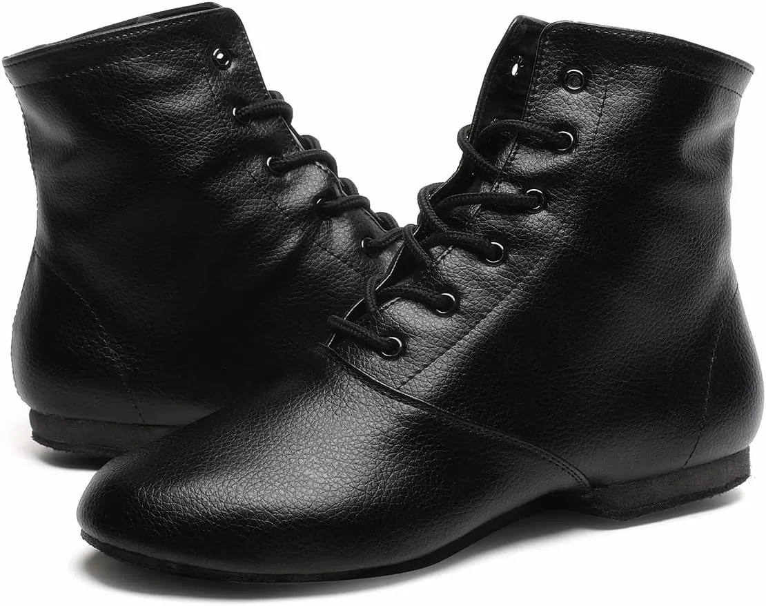 Black Split Sole Jazz Boots Leather Dancing Shoes for Girls Boys (Toddler/Little Kid/Big Kid)