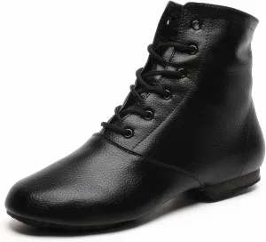 Black Split Sole Jazz Boots Leather Dancing Shoes for Girls Boys (Toddler/Little Kid/Big Kid)