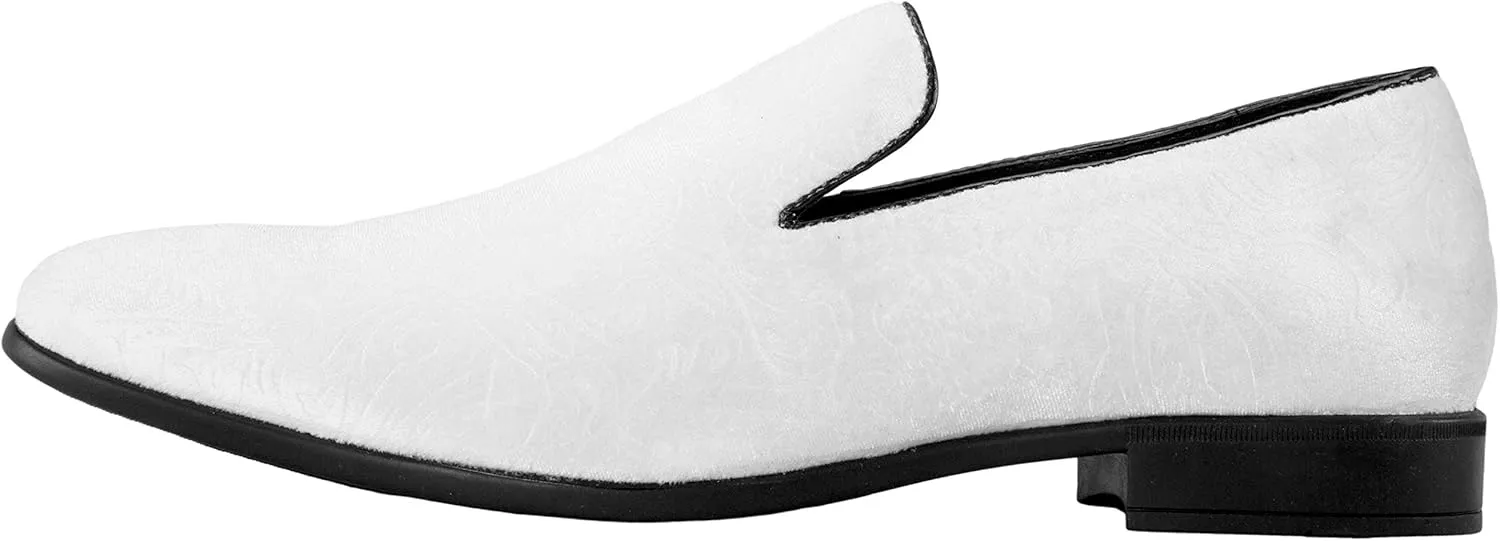 Bolano Men's Paisley Embossed Velvet Dress Shoes, Comfortable and Easy Slip-On Design, Style Jay