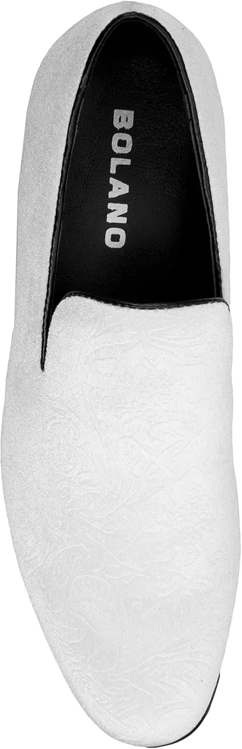 Bolano Men's Paisley Embossed Velvet Dress Shoes, Comfortable and Easy Slip-On Design, Style Jay