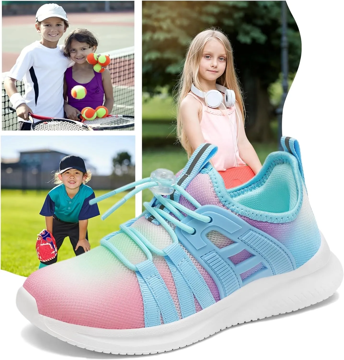 Boys Girls Sneakers Lightweight Kids Tennis Shoes Breathable Running Shoes Comfortable Toddler/Little Kid/Big Kid