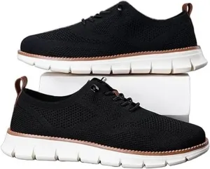 Breeze Men's Mesh Dress Sneakers Business Shoes, Slip on Arch Support Boat Shoes