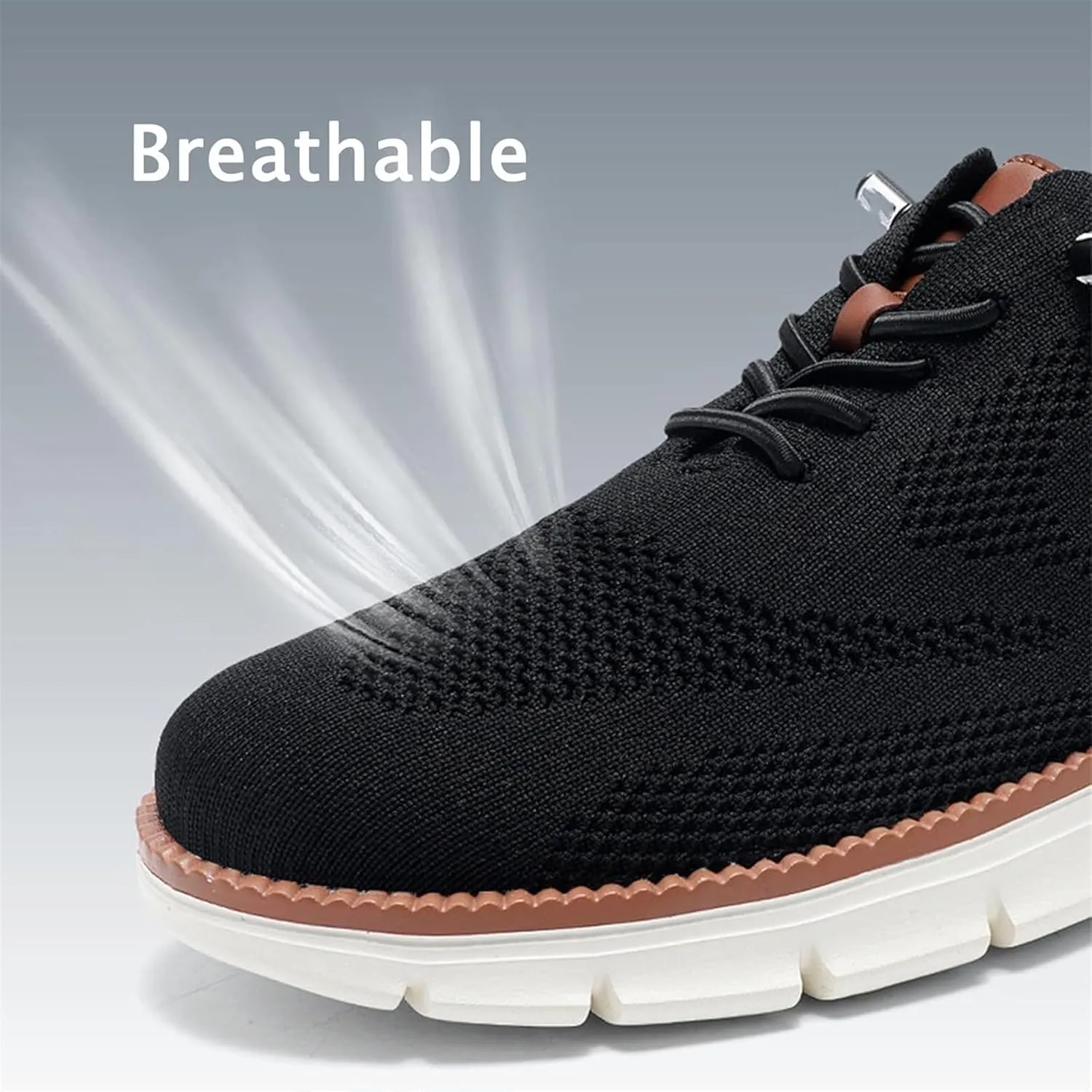 Breeze Men's Mesh Dress Sneakers Business Shoes, Slip on Arch Support Boat Shoes