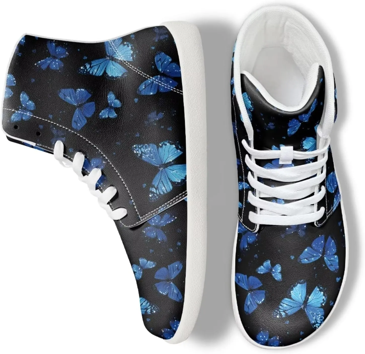 Butterfly Dragonfly Print High Tops Running Sneakers for Women Men Fitness Ankle Support Shoes