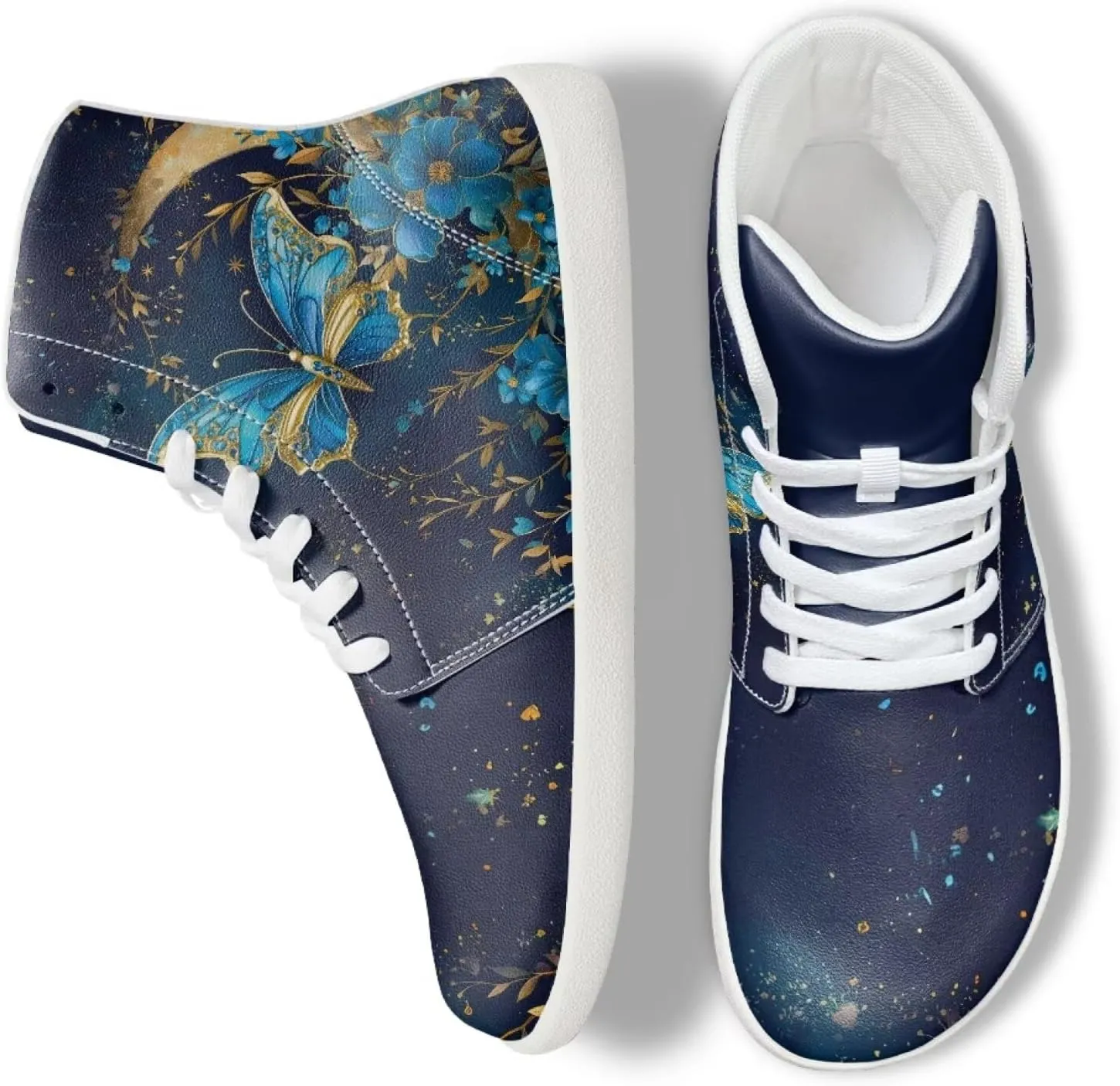 Butterfly Dragonfly Print High Tops Running Sneakers for Women Men Fitness Ankle Support Shoes