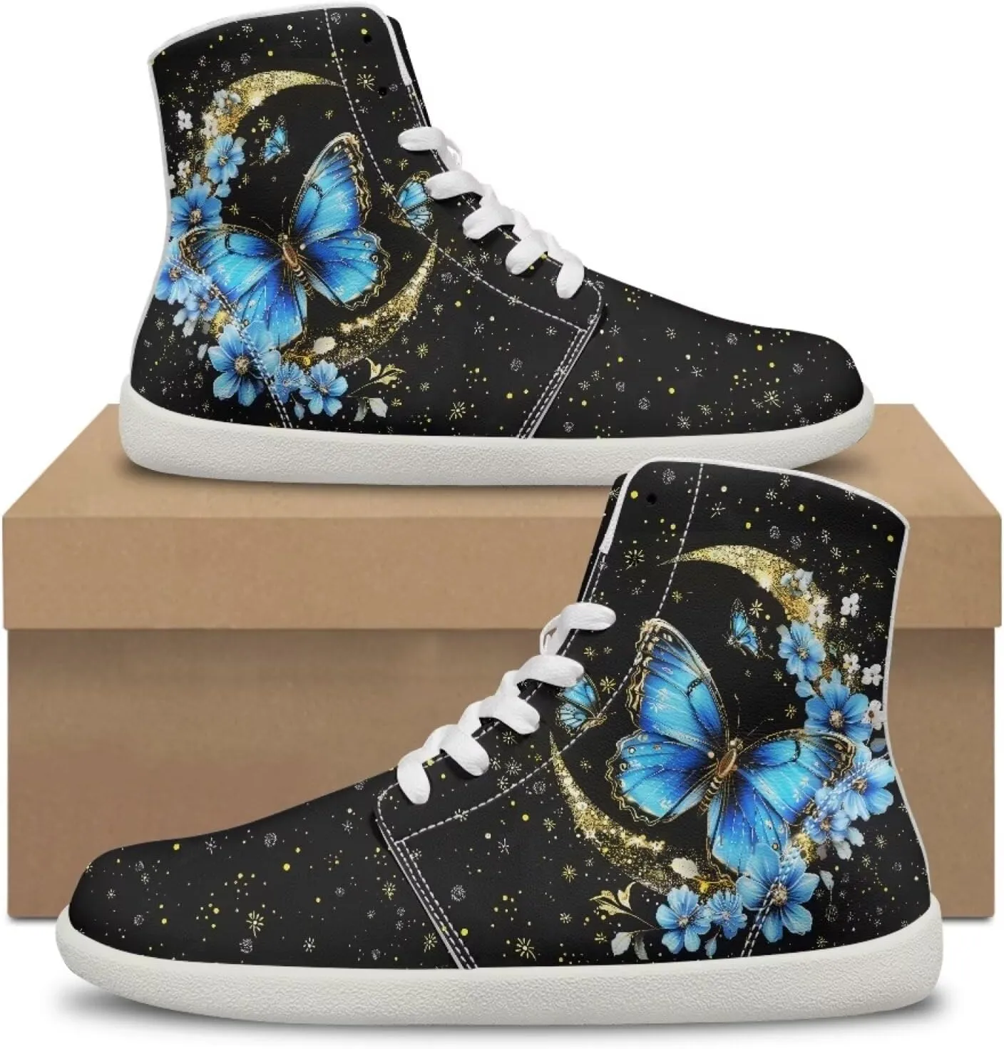 Butterfly Dragonfly Print High Tops Running Sneakers for Women Men Fitness Ankle Support Shoes