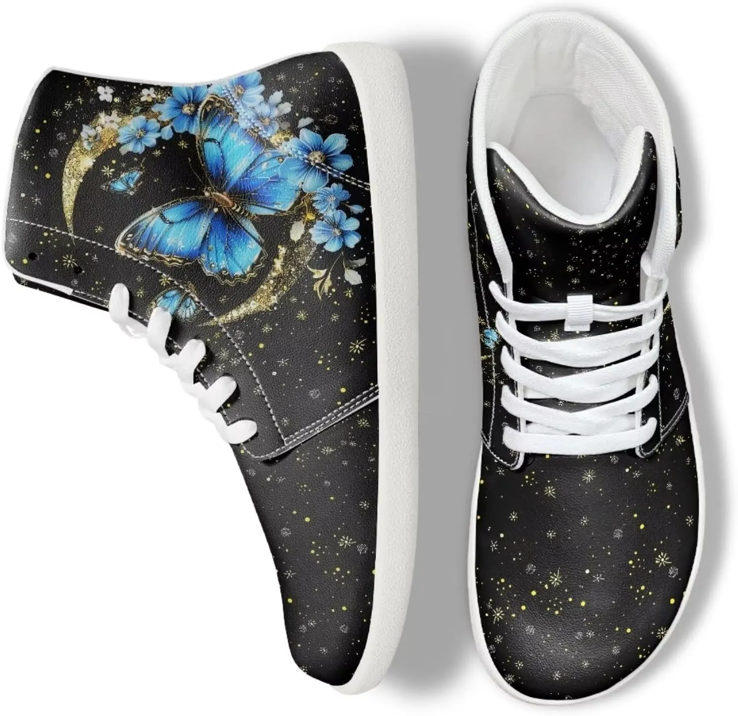 Butterfly Dragonfly Print High Tops Running Sneakers for Women Men Fitness Ankle Support Shoes