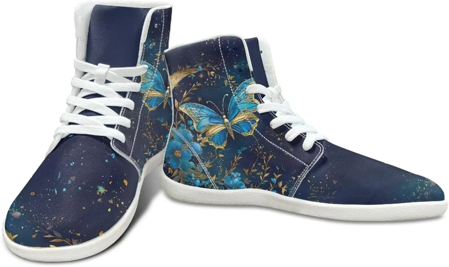 Butterfly Dragonfly Print High Tops Running Sneakers for Women Men Fitness Ankle Support Shoes