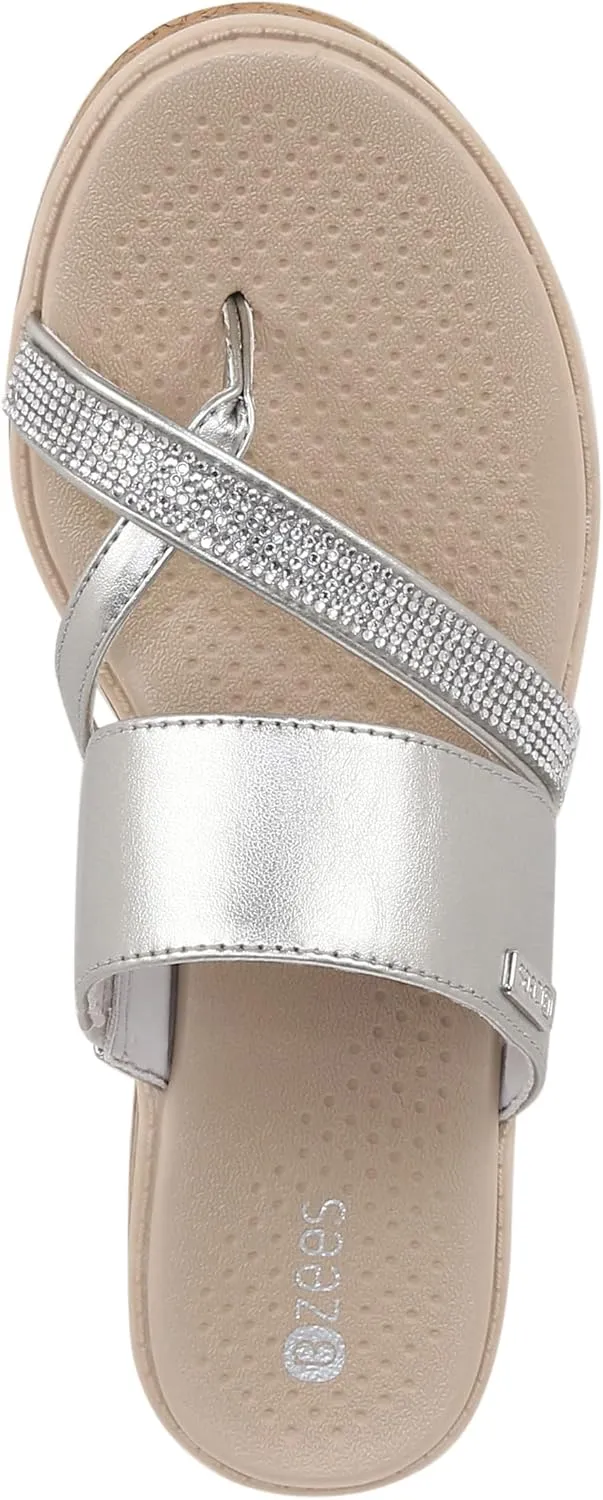 BZees Women's Bora Bright Machine Washable Comfort Wedge Sandal Flip-Flop