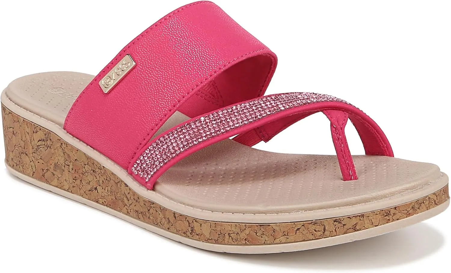BZees Women's Bora Bright Machine Washable Comfort Wedge Sandal Flip-Flop