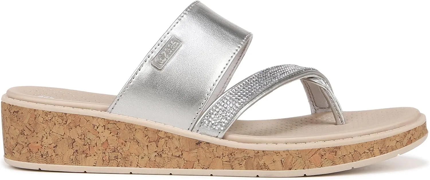 BZees Women's Bora Bright Machine Washable Comfort Wedge Sandal Flip-Flop