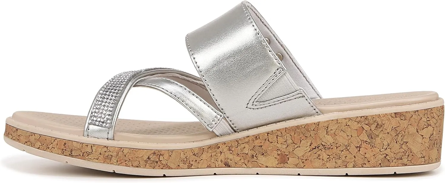 BZees Women's Bora Bright Machine Washable Comfort Wedge Sandal Flip-Flop