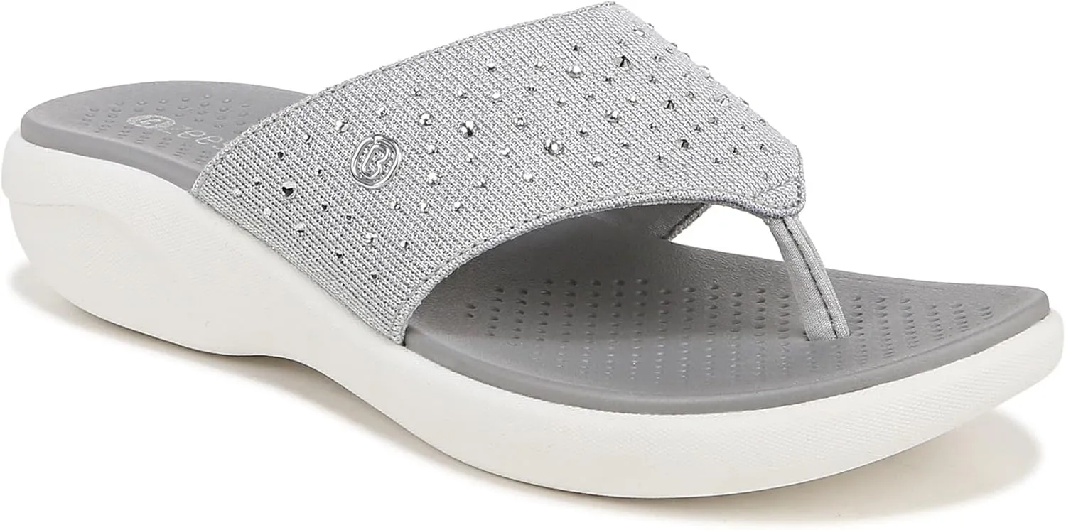 BZees Women's Cruise Bright Machine Washable Comfort Wedge Sandal Flip-Flop