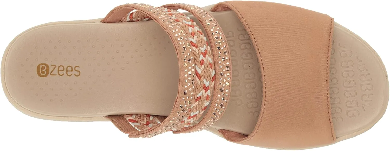 BZees Women's Fireworks Wedge Sandal Slide