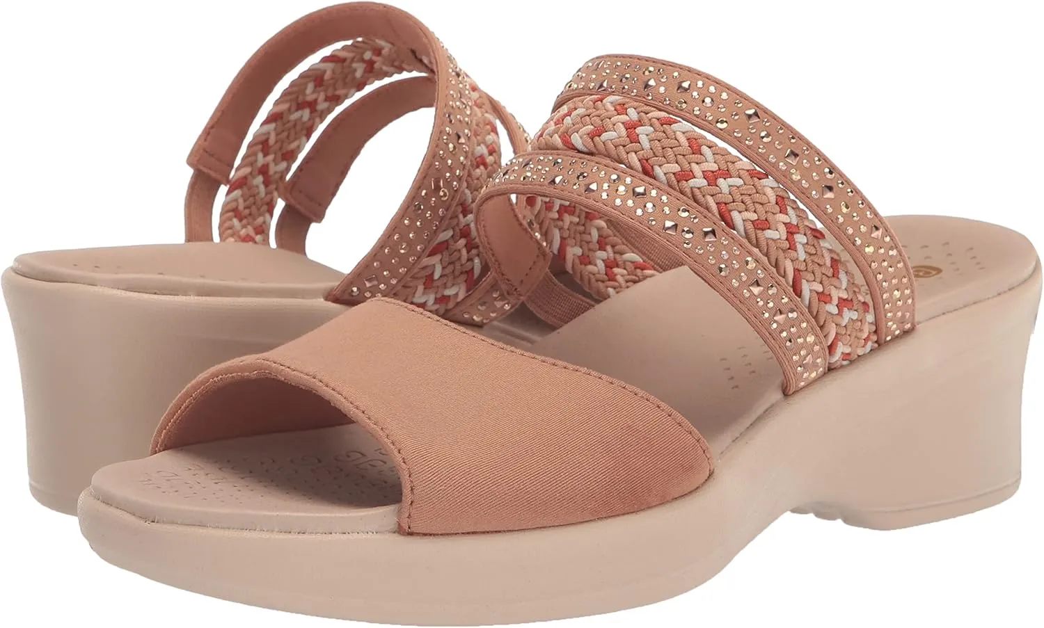 BZees Women's Fireworks Wedge Sandal Slide